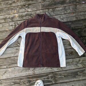 Vintage 90s Wilson Embroidered Corduroy Zip Up Jacket Brown Large